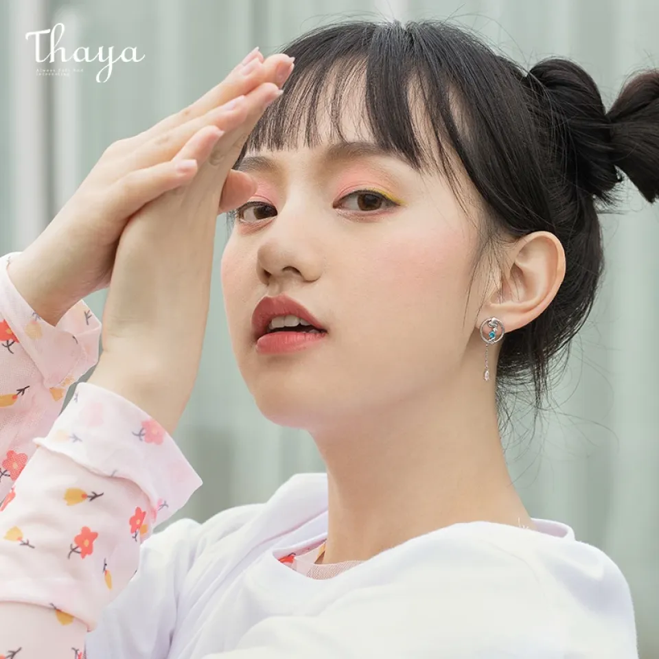 Pink Zircon Lotus Stud Dangle Earrings Habe13f79694b4926b0721ab453c3fcb8f fca250bc