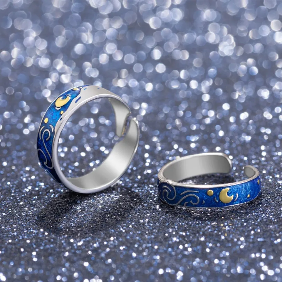 Van Gogh's Enamel Silver Couple Rings Ha193ed9ea5ff45b3a065efe080cedfd7G fec0e4b4