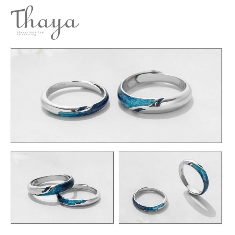 Bright Shining River Rings Thaya Bright Shining River Emerald Rings s925 Silver Circular Soft Blue Romantic Jewelry Ring for Women 1