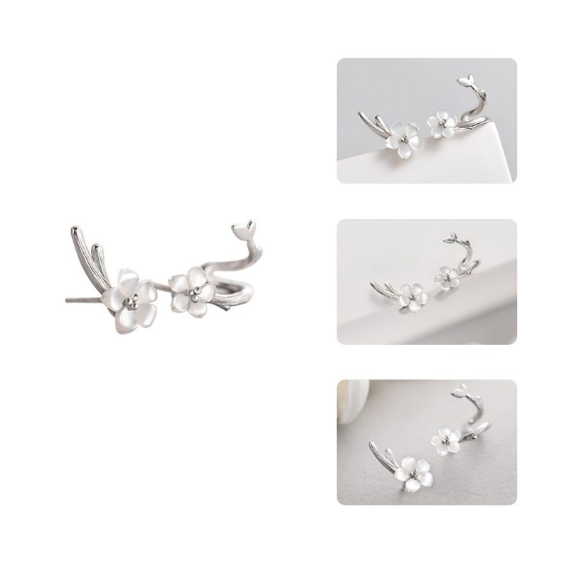 White Cherry Earrings Thaya blanco cereza s925 pendientes de plata flor redondo pendientes para mujer elegante joyer a fina 2