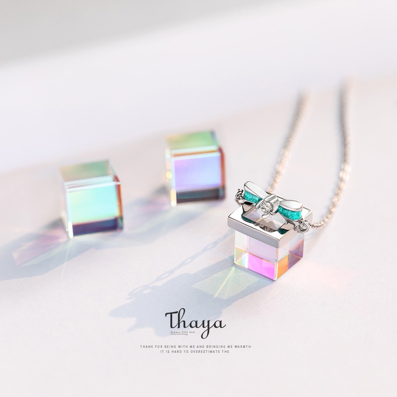 Gift With A Bow Necklace Thaya Color Light Bow Gift Necklace 925 Silver Bohemia Interesting Color Prism Necklace for Women Special 2