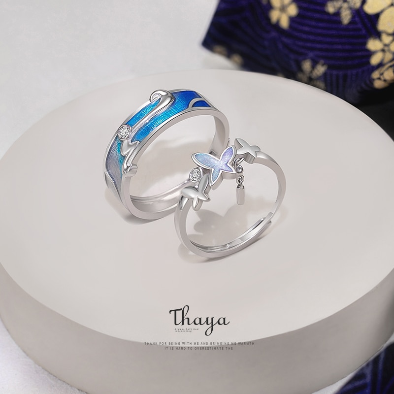 Authentic Silver Blue Drop Rings