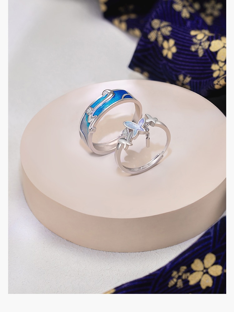 Authentic Silver Blue Drop Rings