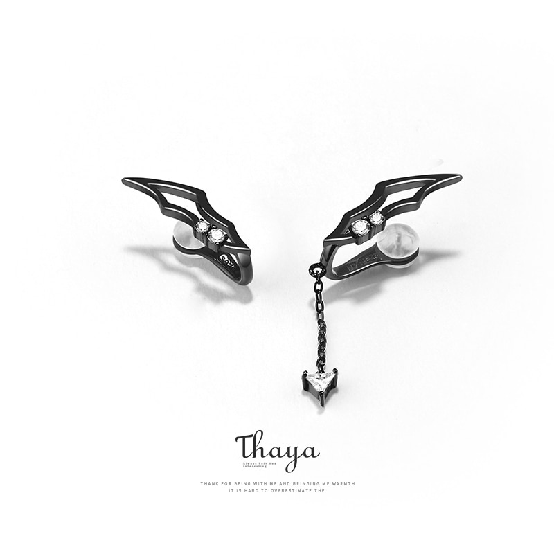 Black Wings Clip-On Earrings
