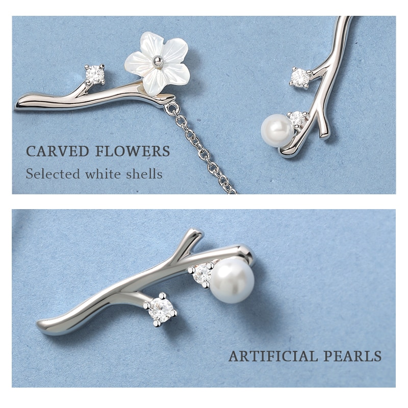 Plum Blossom Asymmetrical Earrings H8853cb2e5de74fe8959bcedf800173ce5