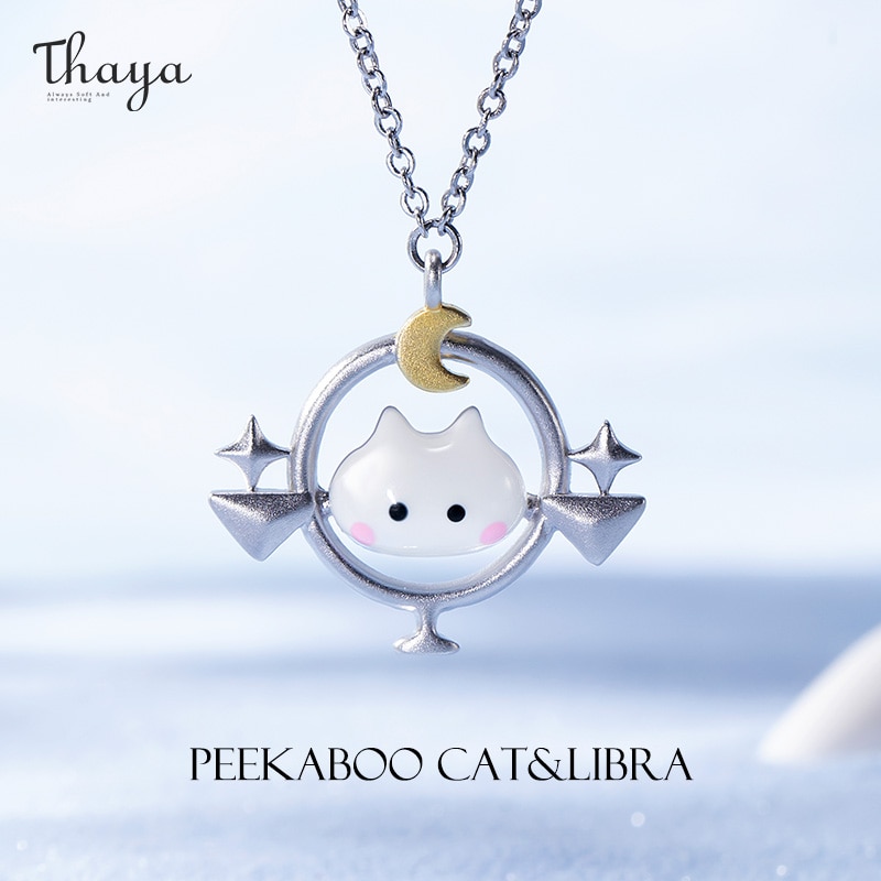 Libra Peekaboo Cat Constellation Necklace H7da0a79d62d2452cac46438a987ac35af