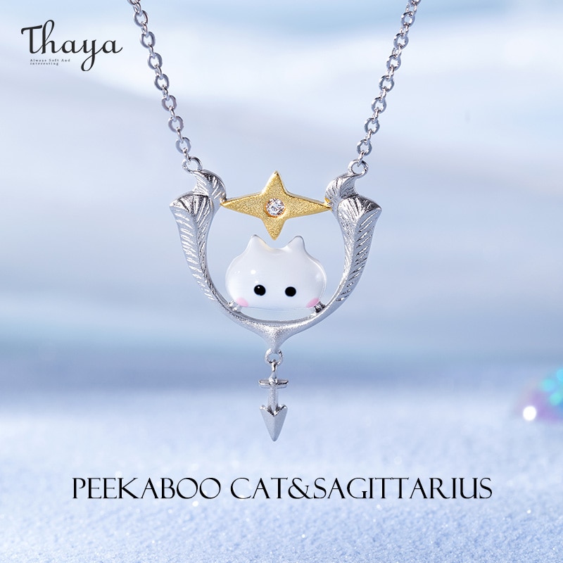 Sagittarius Peekaboo Cat Constellation Necklace H8e971fc3d15444e0916f789c7d81b96cE