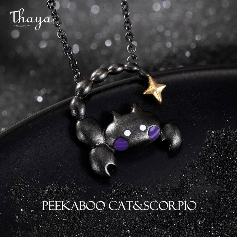Scorpio Peekaboo Cat Constellation Necklace Ha86fea661d3c47c78b61f622c37fc478v