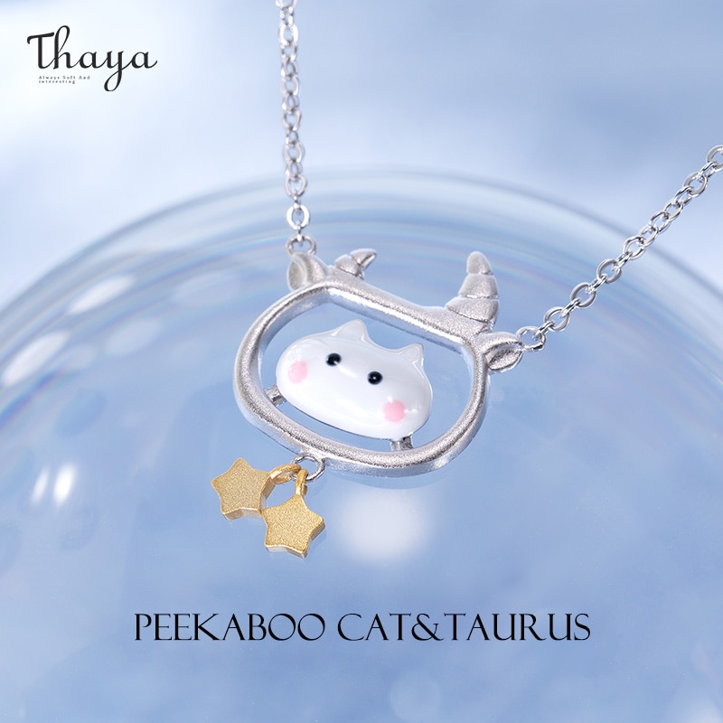 Taurus Peekaboo Cat Constellation Necklace Haf42880ed9f944f1b9c1127fd3190b59p