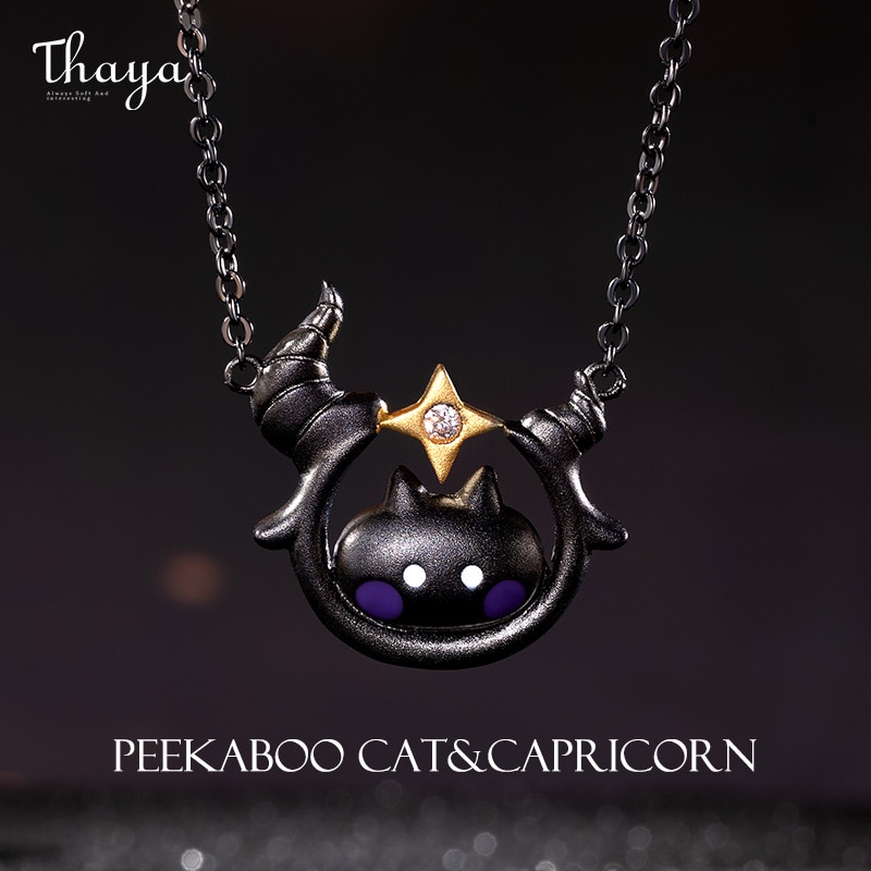 Capricorn Peekaboo Cat Constellation Necklace Hfbf11cc417994117835055d9dc544460f