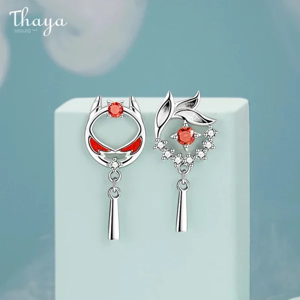 Red Oil Lion Drop Earrings