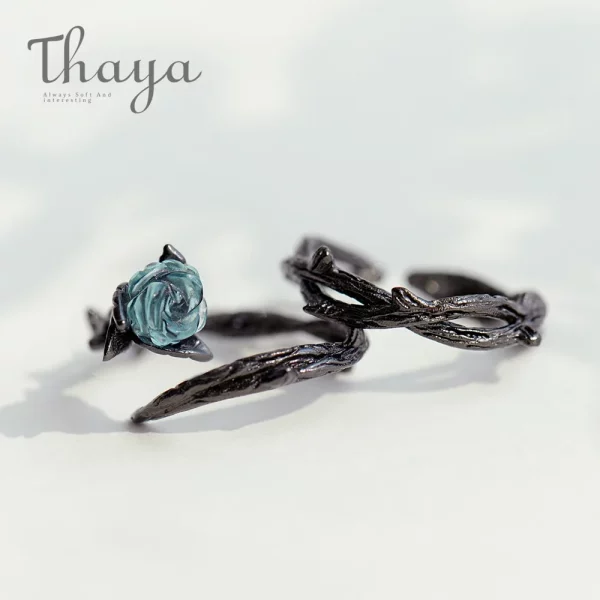 Blue Rose Crystal Ring