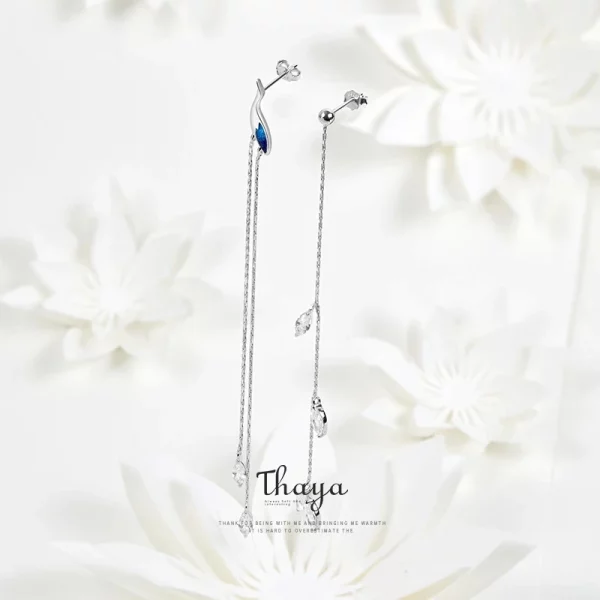Blue Crane Asymmetric Earrings