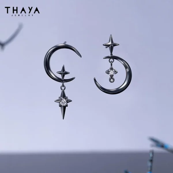 Lunar Eclipse Star & Moon Earrings