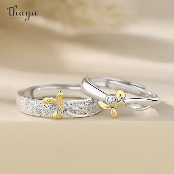 Love Buds Sterling Silver Couple Rings