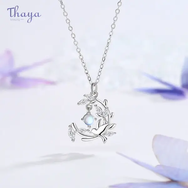 Moonstone Bird Pendant Necklace