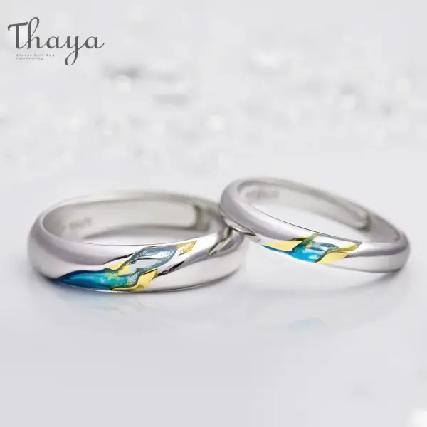 Ocean Current Sterling Silver Couple Rings