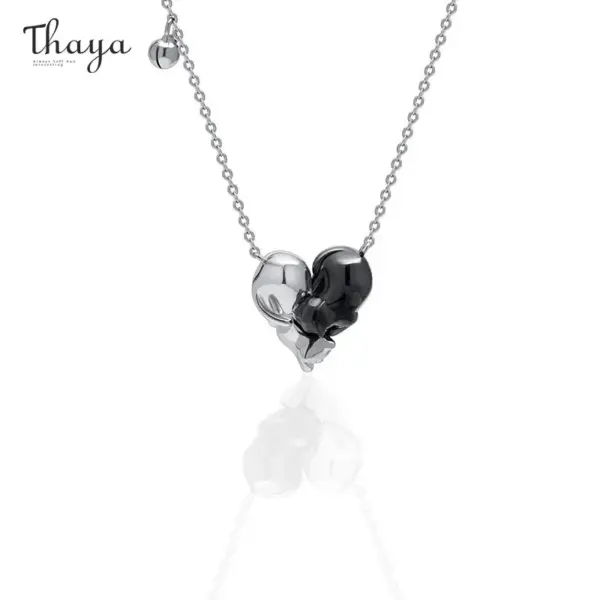 Twin Cat Heart Necklace
