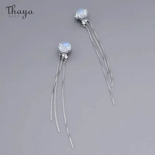 Moon Jellyfish Tassel Earrings