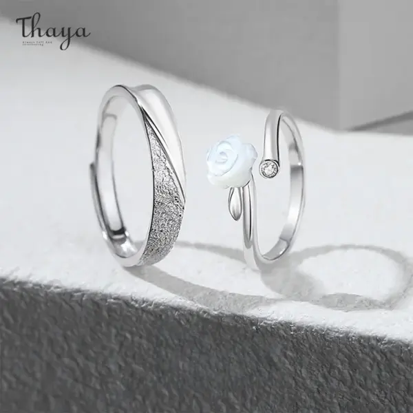 White Rose Couple Rings
